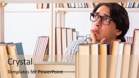  Presentation with library - Amazing presentation having preparing for exams at library backdrop and a  colored foreground