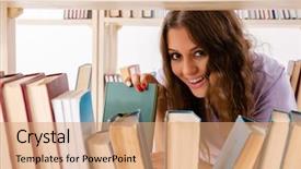  Presentation with female college student uti - Audience pleasing presentation design consisting of preparing for exams at library backdrop and a  colored foreground