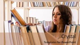  Presentation with student - Presentation theme consisting of preparing for exams at library background and a  colored foreground