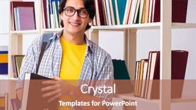  Presentation with test exam student - PPT layouts having preparing for exams at library background and a  colored foreground