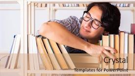  Presentation with library - PPT theme featuring preparing for exams at library background and a  colored foreground