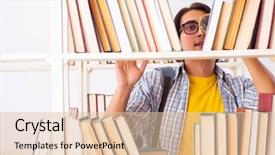  Presentation with library - PPT theme with preparing for exams at library background and a  colored foreground