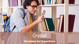  Presentation with library - Presentation theme featuring preparing for exams at library background and a  colored foreground