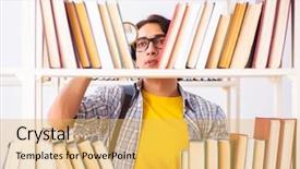  Presentation with library - Slide deck with preparing for exams at library background and a  colored foreground