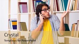  Presentation with test exam student - Colorful theme enhanced with preparing for exams at library backdrop and a  colored foreground