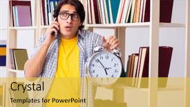  Presentation with library - Presentation enhanced with preparing for exams at library background and a yellow colored foreground