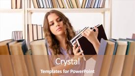  Presentation with student - Audience pleasing slide set consisting of preparing for exams at library backdrop and a  colored foreground