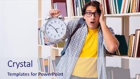  Presentation with library - Colorful PPT theme enhanced with preparing for exams at library backdrop and a sky blue colored foreground