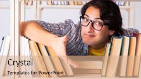  Presentation with test exam student - Slide deck enhanced with preparing for exams at library background and a coral colored foreground