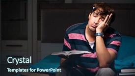  Presentation with test exam student - Presentation theme with preparing for exams at night background and a  colored foreground