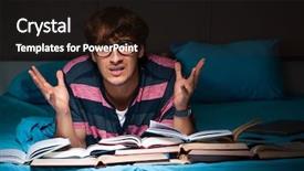  Presentation with test exam student - Slide set consisting of preparing for exams at night background and a  colored foreground