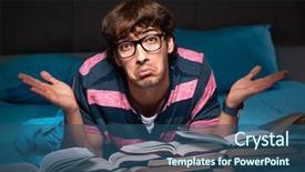  Presentation with night - Colorful slide deck enhanced with preparing for exams at night backdrop and a  colored foreground