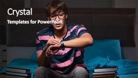  Presentation with student - Audience pleasing theme consisting of preparing for exams at night backdrop and a  colored foreground