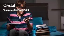  Presentation with student - Audience pleasing PPT layouts consisting of preparing for exams at night backdrop and a  colored foreground