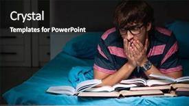  Presentation with test exam student - Cool new PPT theme with preparing for exams at night backdrop and a  colored foreground