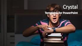  Presentation with student - Amazing PPT theme having preparing for exams at night backdrop and a  colored foreground