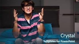  Presentation with student - Beautiful presentation theme featuring preparing for exams at night backdrop and a  colored foreground