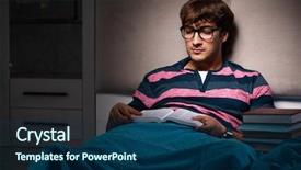  Presentation with night - Cool new PPT theme with preparing for exams at night backdrop and a  colored foreground