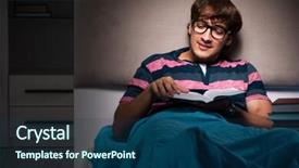  Presentation with test exam student - Colorful presentation design enhanced with preparing for exams at night backdrop and a  colored foreground