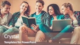  Presentation with multi ethnic group - Beautiful PPT theme featuring preparing for exams in home backdrop and a coral colored foreground