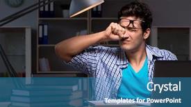  Presentation with test exam student - Colorful slide set enhanced with preparing for exams late night backdrop and a teal colored foreground