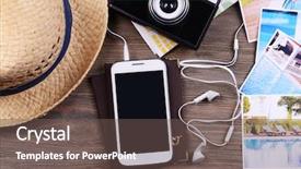  Presentation with passport travel - Slide set with preparing for travel reservation ticket background and a  colored foreground