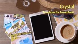  Presentation with ticket - Presentation theme with preparing for travel reservation ticket close-up background and a tawny brown colored foreground