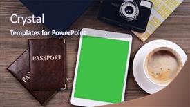  Presentation with low carbon travel - Beautiful theme featuring preparing for travel reservation ticket backdrop and a wine colored foreground