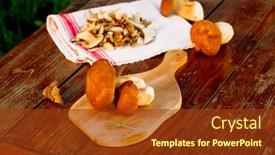  Presentation with drying food - Amazing slides having preparing-fresh-boletus-edulis backdrop and a tawny brown colored foreground