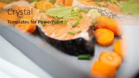  Presentation with kitchen - PPT layouts featuring preparing-fresh-nice-fish background and a yellow colored foreground