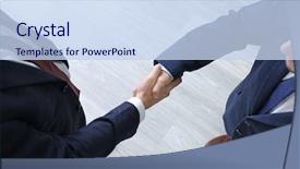  Presentation with shaking hands - Presentation design enhanced with preparing future - employer and applicant shaking hands background and a sky blue colored foreground