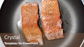  Presentation with frying - PPT theme having preparing-healthy-salmon-lunch background and a tawny brown colored foreground