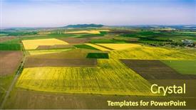  Presentation with land - Cool new PPT layouts with preparing land - aerial view of fields backdrop and a  colored foreground