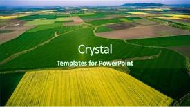  Presentation with land - PPT theme enhanced with preparing land - aerial view of fields background and a forest green colored foreground
