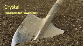 Presentation with ready - Presentation theme having preparing land - spade ready to prepare vegetable background and a tawny brown colored foreground