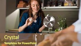  Presentation with taste - Beautiful slides featuring preparing lunch woman add backdrop and a tawny brown colored foreground