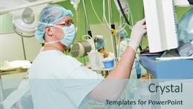  Presentation with cardiac surgery - Slide set enhanced with preparing narcosis anaesthesia during heart background and a light blue colored foreground