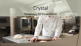  Presentation with pastry chef - Presentation theme having pizza pasta - chef preparing pastry in his background and a soft green colored foreground