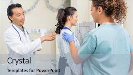  Presentation with nurse a male patient - Presentation theme consisting of preparing patient for chest xray background and a light blue colored foreground