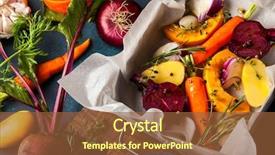  Presentation with garlic - Slides enhanced with preparing roasted vegetables with garlic background and a tawny brown colored foreground