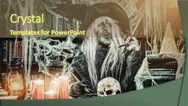  Presentation with horror evil - Audience pleasing PPT layouts consisting of preparing some evil halloween concept backdrop and a violet colored foreground