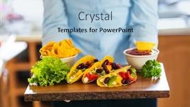  Presentation with tacos - Cool new PPT theme with preparing-tacos-in-domestic-cuisine backdrop and a light blue colored foreground