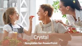  Presentation with grandma - Amazing slide deck having preparing the vegetables and fruit backdrop and a coral colored foreground