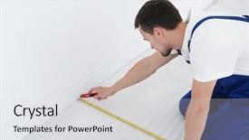  Presentation with flooring - Slide deck consisting of preparing to install new carpet background and a light gray colored foreground