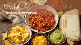 Presentation with salsa guacamole - Beautiful presentation design featuring preparing-vegetable-burritos-on-white backdrop and a red colored foreground