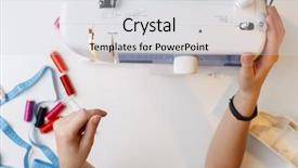  Presentation with sewing machine - Cool new PPT theme with preparing work on sewing-machine backdrop and a light gray colored foreground