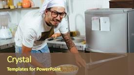  Presentation with food - Audience pleasing PPT layouts consisting of preperous - food and people concept backdrop and a tawny brown colored foreground