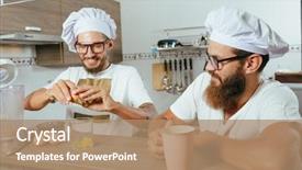  Presentation with cook chef - Amazing slide deck having preperous - food and people concept backdrop and a coral colored foreground