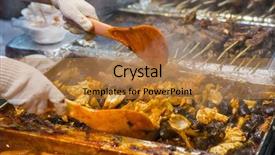  Presentation with market food - PPT theme consisting of preperous - food preperation at a night background and a coral colored foreground