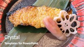  Presentation with foie - PPT theme with preperous - grilled salmon with miso foie background and a  colored foreground